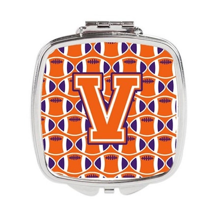 Carolines Treasures Letter V Football Orange, White and Regalia Compact Mirror CJ1072-VSCM
